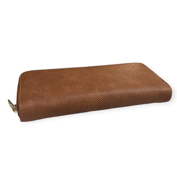 Brown Textured Faux Leather Accordion Zip Wallet- New - Picture 2 of 4